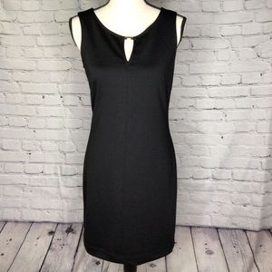 Banana Republic Factory Black Sleeveless Body Contour Dress Front Keyhole 2 NWT